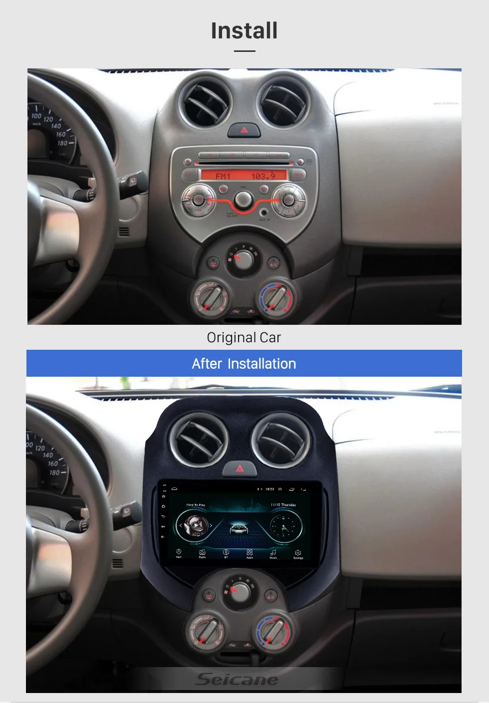 Top Seicane Android 8.1 9" Car Radio For NISSAN MARCH 2010 2Din GPS Multimedia Player with Bluetooth USB WIFI AUX support DVR SWC 1