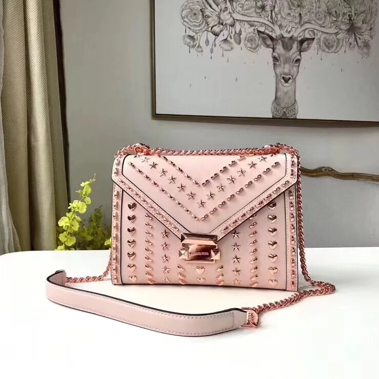 

2018 Newest Fashion Rivet women bags famous brand bags High quality handbag genuine leather love shoulder bags free