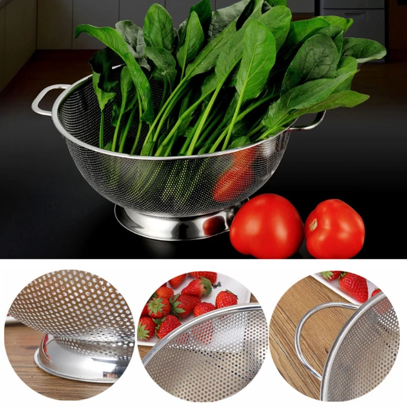 Stainless Steel Micro perforated Food Fruit Rice Washer Colander