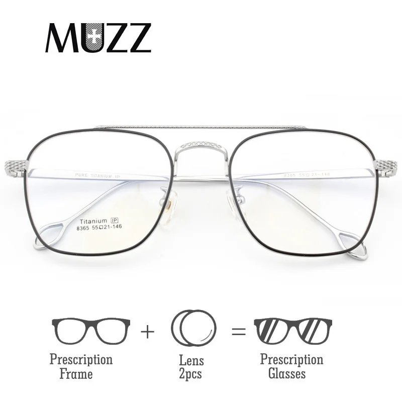 

Pure Titanium Prescription Eyeglasses Frame Men vintage brand oversize Spectacles Glasses High-quality points aviation Eyewear