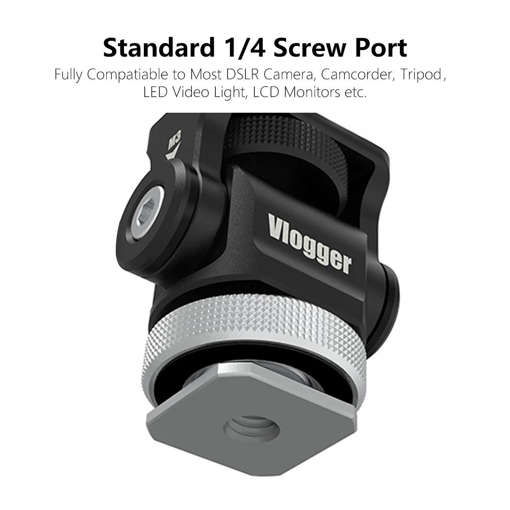 

Vlogger Monitor Adapter Adjustable Hot Shoe Monitor Mount Mic Holder 1/4 Screw Camera Holders Stand Bracket POM Gasket