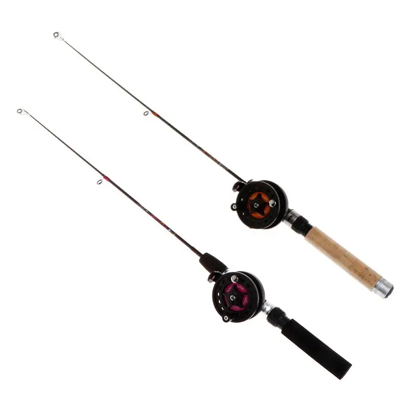 

1 Set Fishing Rod with Fishing Reel Ultra Short Portable Mini Winter Outdoor Ice Fishing EVA Handle 4B/3B Reels Tackle W20