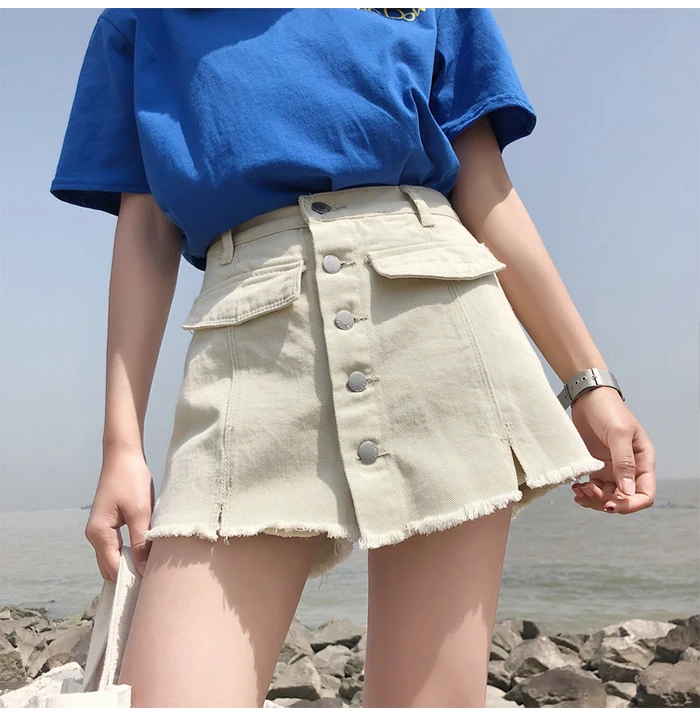 TIGENA летние джинсовые шорты с высокой талией юбки женские повседневные корейские школьные джинсовые шорты женские короткие штаны