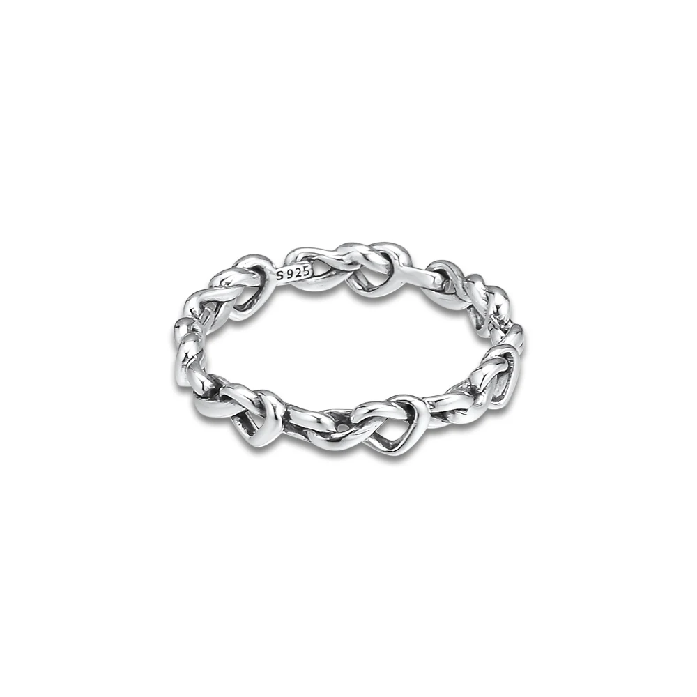 

Pandulaso Knotted Hearts Band Ring 925 Sterling-Silver-Rings DIY Fashion Female European Jewelry Rings For Women Gift Rings