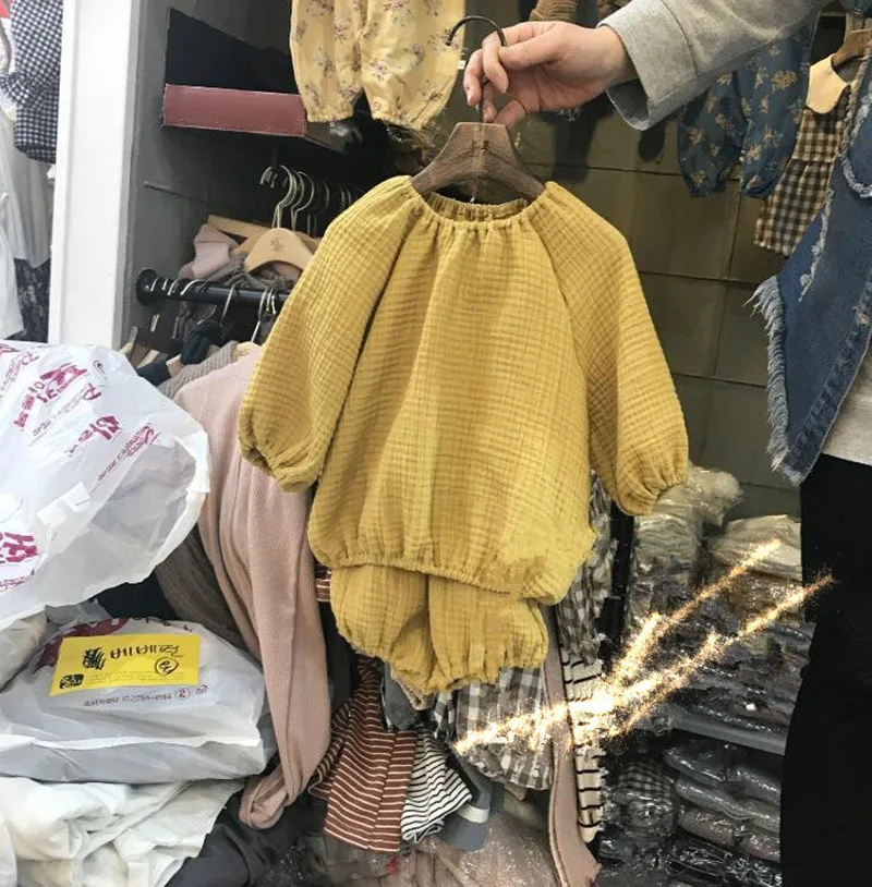 Conjuntos de Roupas Blusa + Shorts Meninas Terno América Europeia Verão Criança Crianças Babados Princesa Bebê Menina Roupas Moda 9 Meninas terno américa europeia verão criança crianças