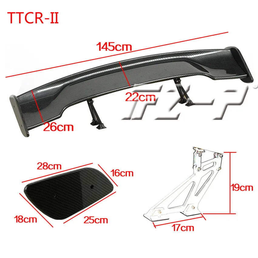 Car Tail Exterior Trim 145CM ABS Spoilers GT Carbon Fiber Tail Wing Wing Racing Sedan Wings Car styling