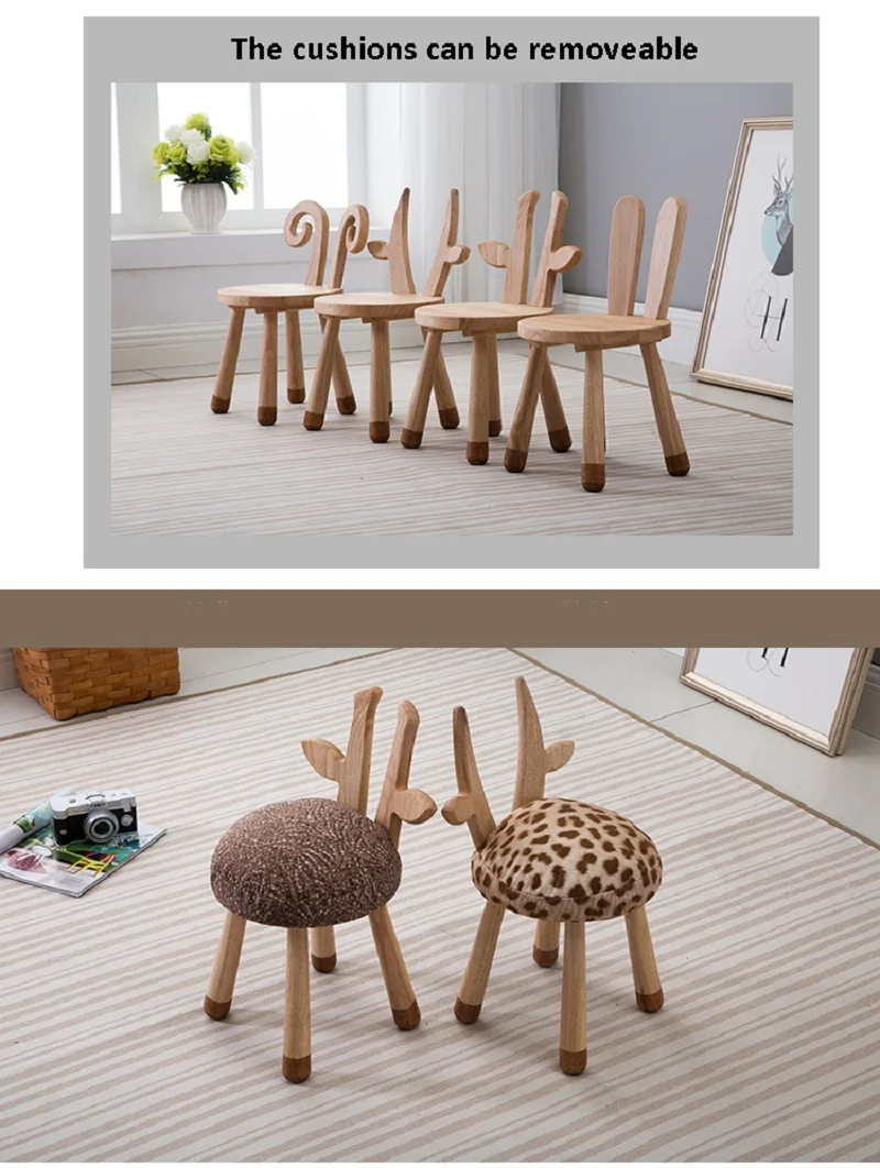 U-BEST классический стул из массива дуба Олень Бэмби, детские стулья мебель из твердой древесины стул в форме козы