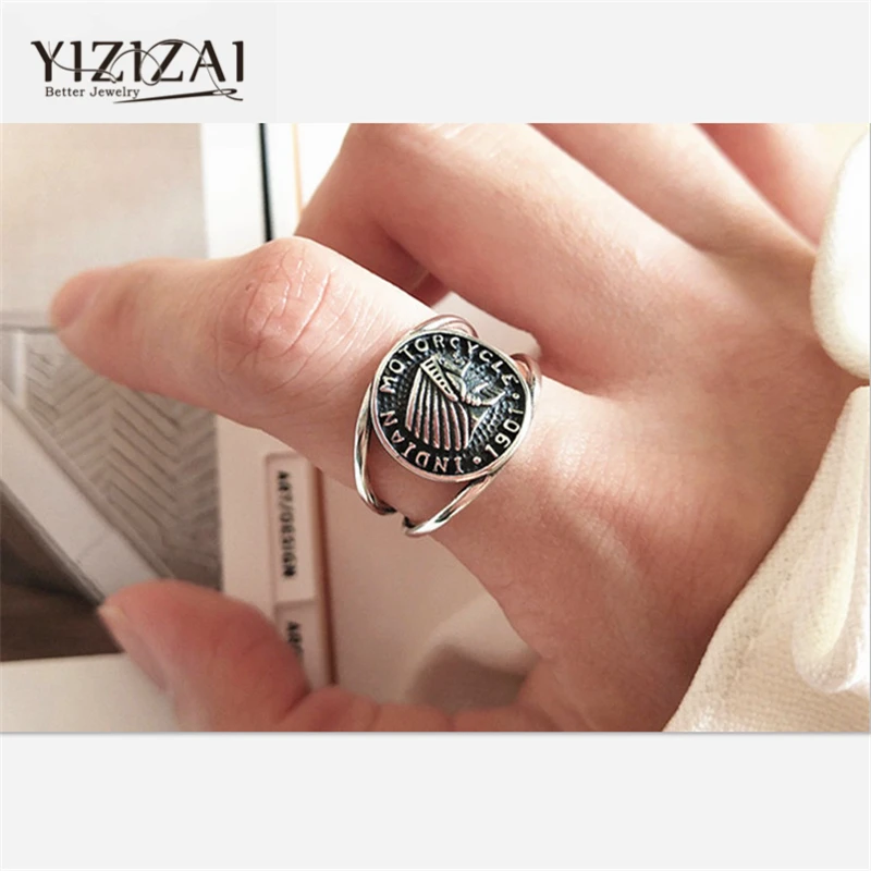 Vintage Steampunk Silverplating Indian Head Ring Motorcycle Finger Ring Men  Women Rock Silver Color Rings Jewelry Drop Shipping
