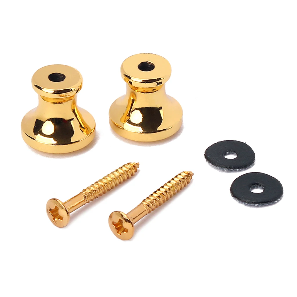 2Pcs Guitar Gold Strap Button Lock Screw End Pins for Mandolin Guitar Bass Replacement Parts