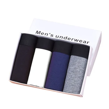 

New 2018 4pcs/set Luxury Boxer Men Cotton Underwear Cueca Masculina Breathable Mid Waist Underwear Gay Men Plus Size X3