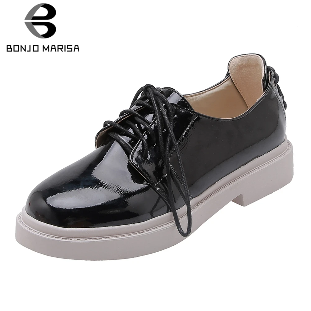 

BONJOMARISA 2020 New Arrivals Lace Up Shoes Woman Flats Casual Comfortable 3 Colors INS Hot Flats Woman Shoes Women Footwear
