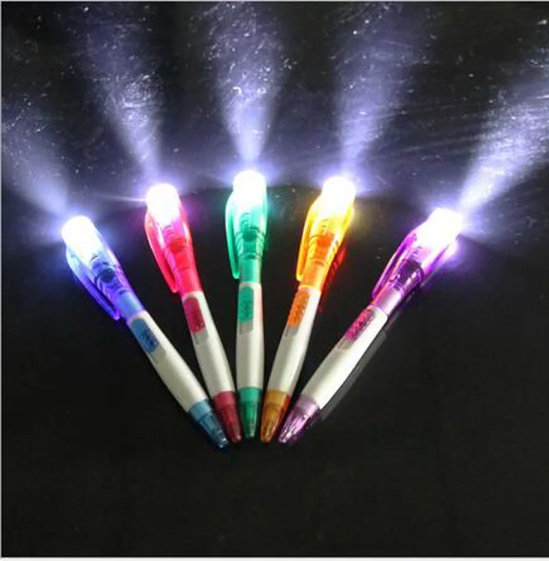 5pcs Cute creative office stationery strange new band led LED flashlight mult ifunction pen ballpoint pen