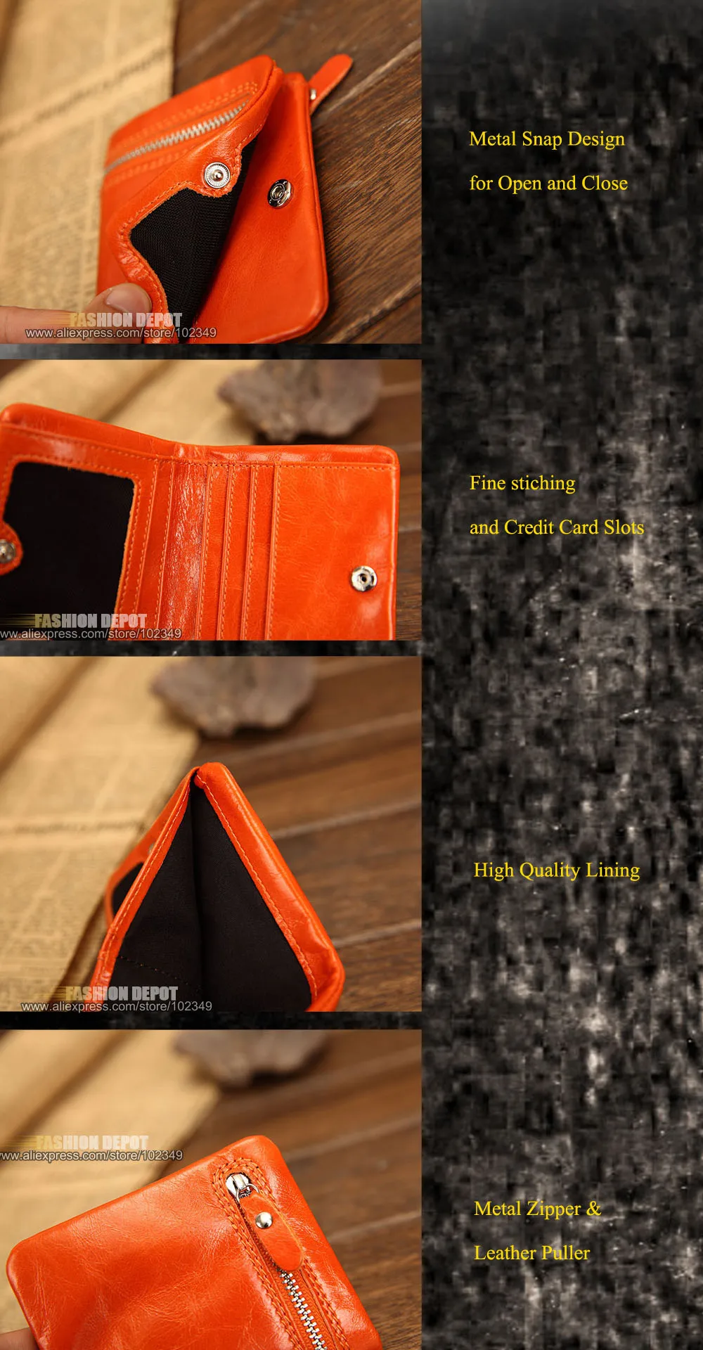 Fashion Oil waxed Genuine Leather Wallet for Women Simple Stye Women's Luxury Real Leather Wallet with Zipper  (18)