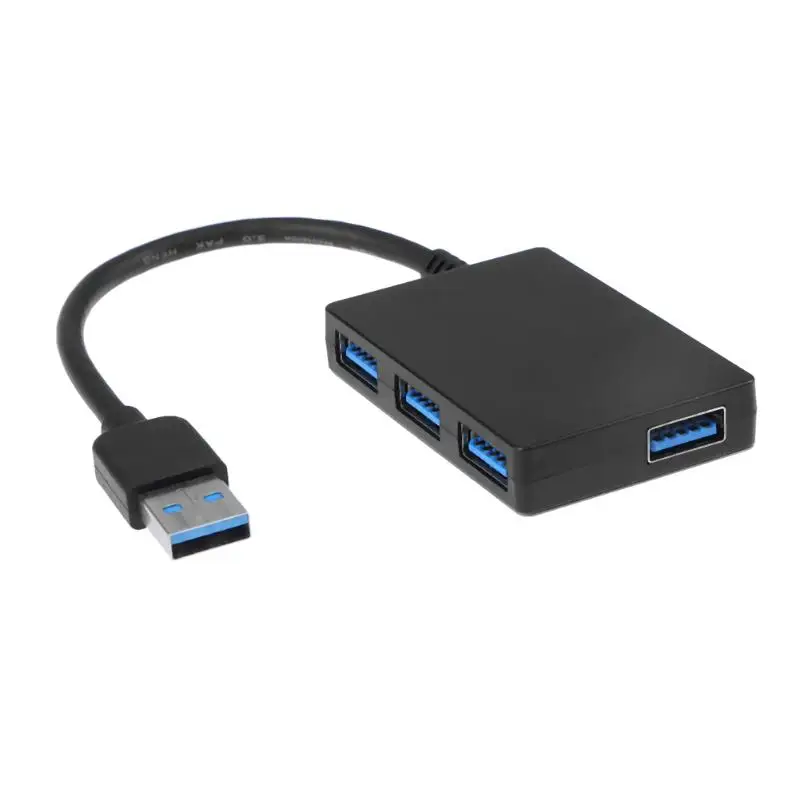 USB 3,0 концентратор 4 порта 5 Гбит/с Супер Скоростной Пластиковый черный usb-хаб разветвитель для портативных ПК периферийных устройств Внешний источник питания