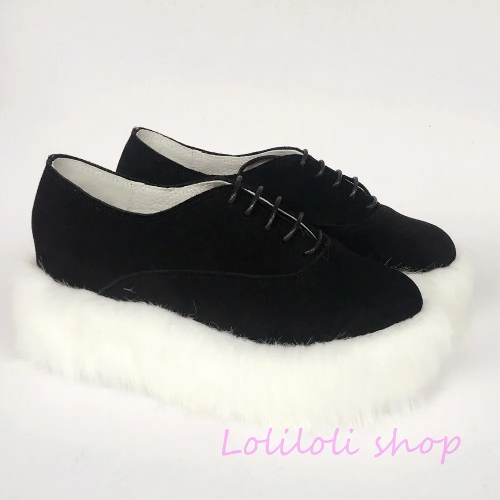 Cuñas Japonés Multiple Loliloli Genuino Negro Cuero De Lolita rebaño Princesa Personalizado Piel Zapatos Encaje An4174 Dulce Yoyo Vaca qwOnT4AX