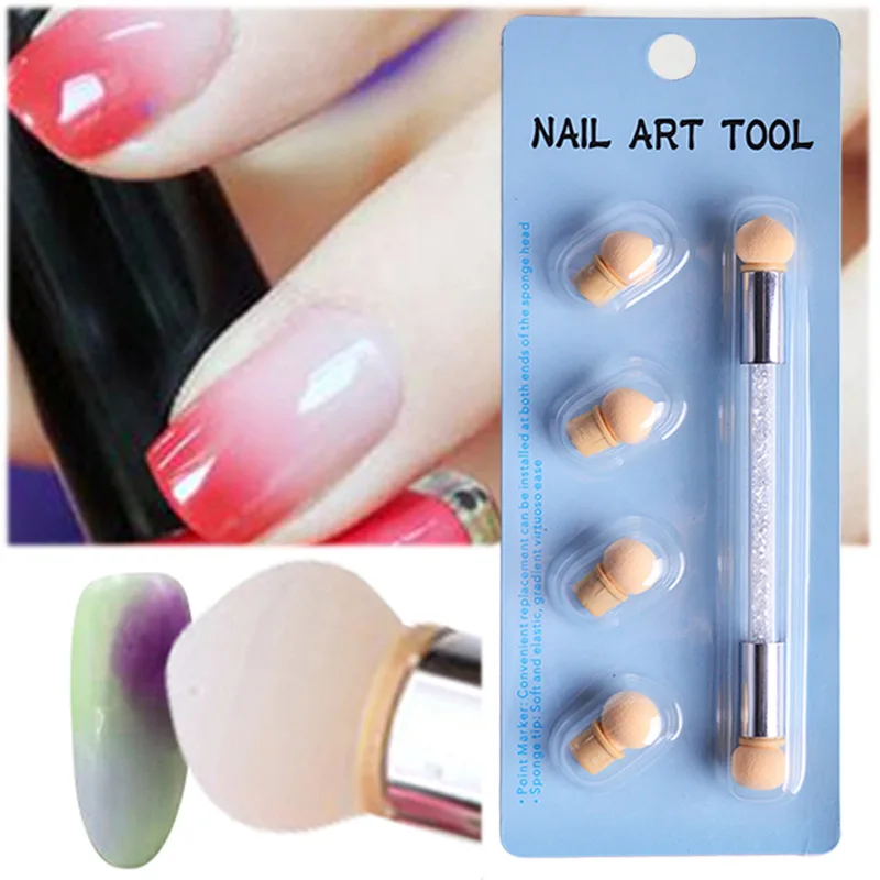 Sponge Nail Brush Double Ended Gradient Ombre Colorful Gel Polish