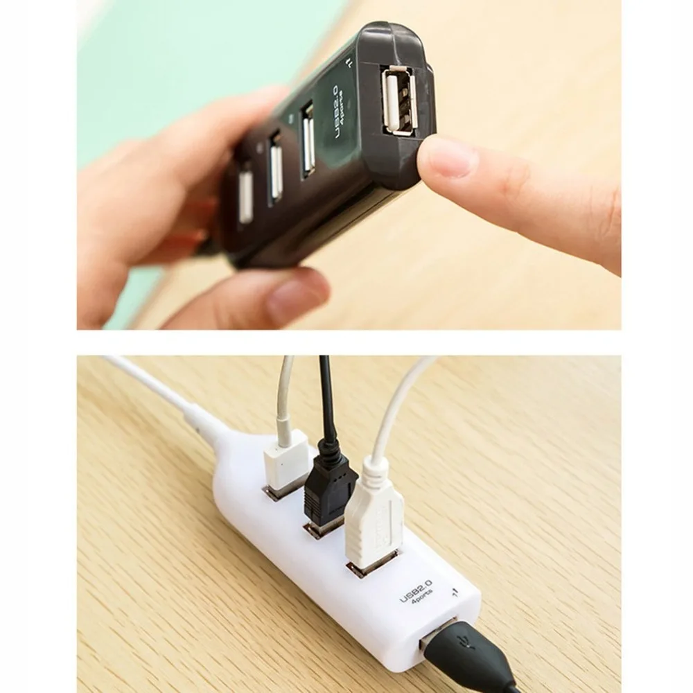 2019 USB 2.0 High Speed 4 Ports Splitter Usb Hub Adapter For PC Laptop Computer Black Receiver Computer Peripherals Accessories