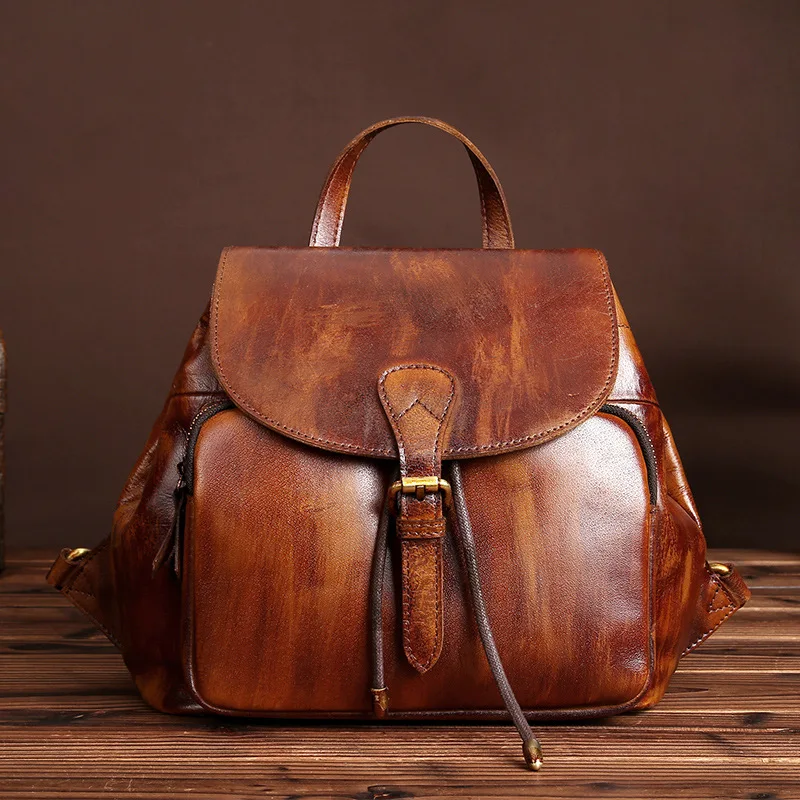 

YISHEN Casual Genuine Leather Women Backpack Fashion Mini Female Travel Bags Strap Hasp Small Bags Backpack For Girls LS8851