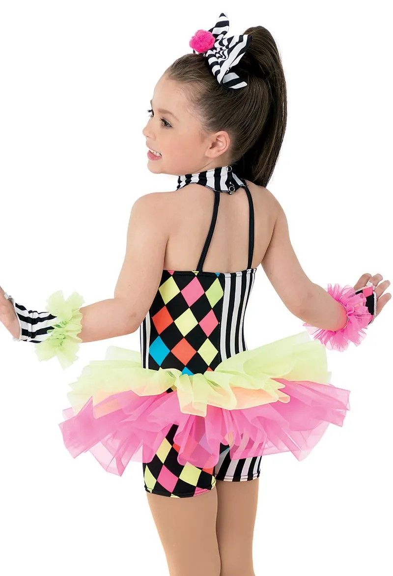 Танцевальные Костюмы Клоуна для сценического представления для девочек; Детские балетные костюмы-пачки из тюля; двухцветная юбка-пачка в стиле арлекина в цирке