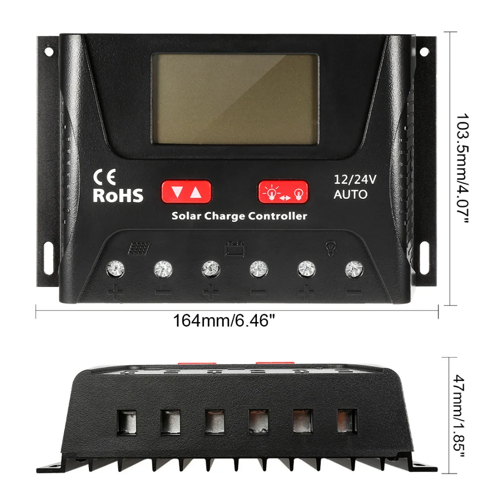 

New 30A 12V/24V Battery Regulator LCD Smart Solar Panel Charge Controller Intelligent PWM Temperature Compensation