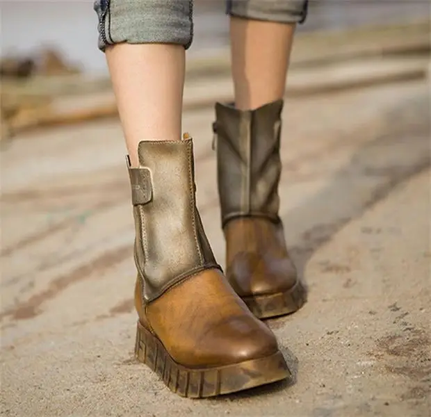 Handmade 2016 autumn boots vintage retro boots finishing single boots motorcycle boots platform free shipping