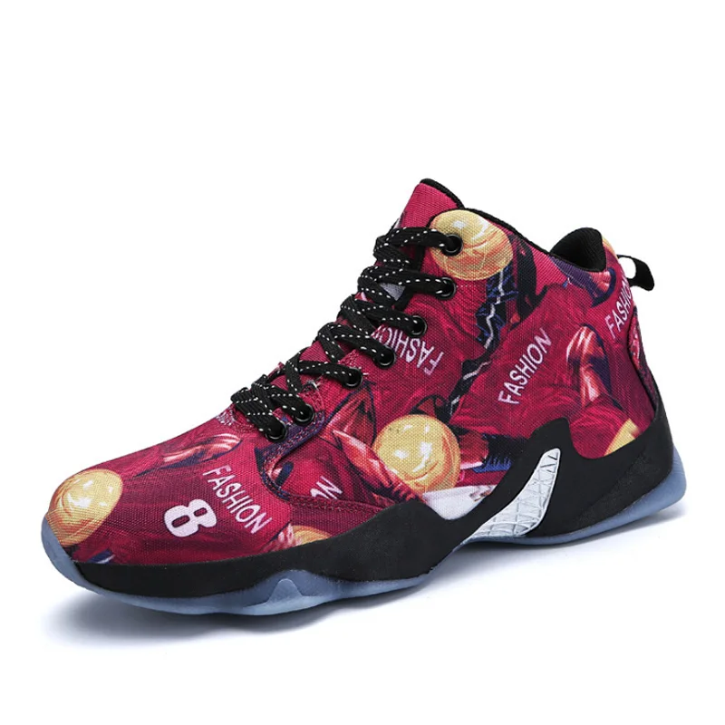 

Men Basketball Shoes High Top Outdoor Cushioning Anti-slip Shoes High Quality Sport Sneackers Red/Yellow/Black Trainers