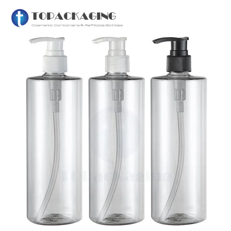 12PCS/LOT-500ML Spiral Lotion Pump Bottle,Clear Plastic Cosmetic Container,Empty Shampoo Sub-bottling,Sample Essence Oil Bottle bulk 100 500ml empty pet plastic liquid pump bottle shampoo soap cosmetic skincare emulsion dispenser refill travel accessories