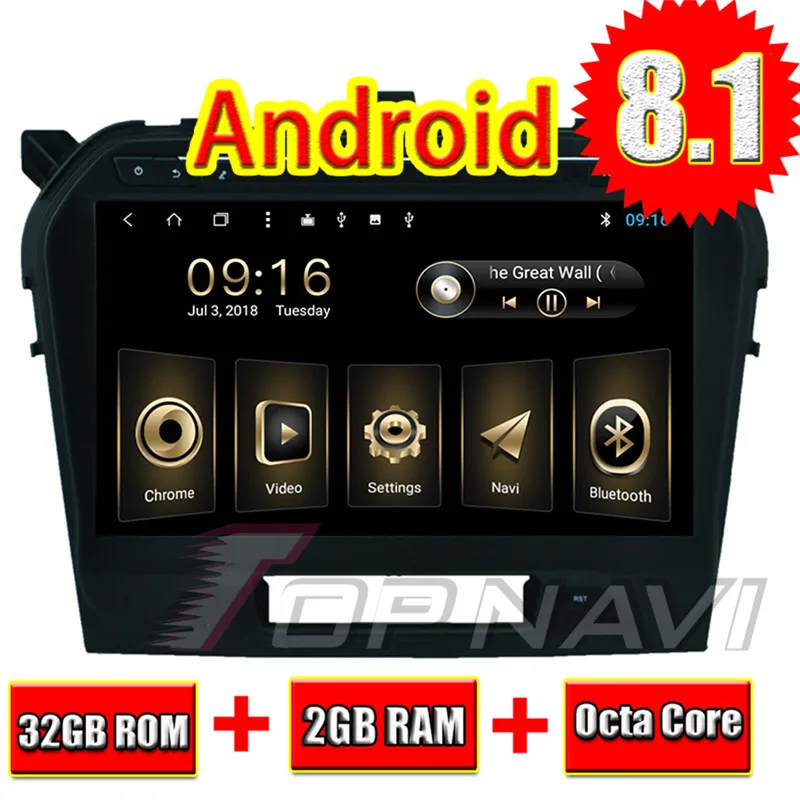 Car Audio for SUZUKI Grand Vitara 2015 10.1'' Android 8.1 Topnavi 1080P HD Bluetooth Wifi Video Players with Free Map Update MP3 |