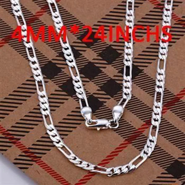 Посеребренное ожерелье серебряное модное ювелирное ожерелье для мужчин или женщин цепочка заводские цены - Окраска металла: 24 inches