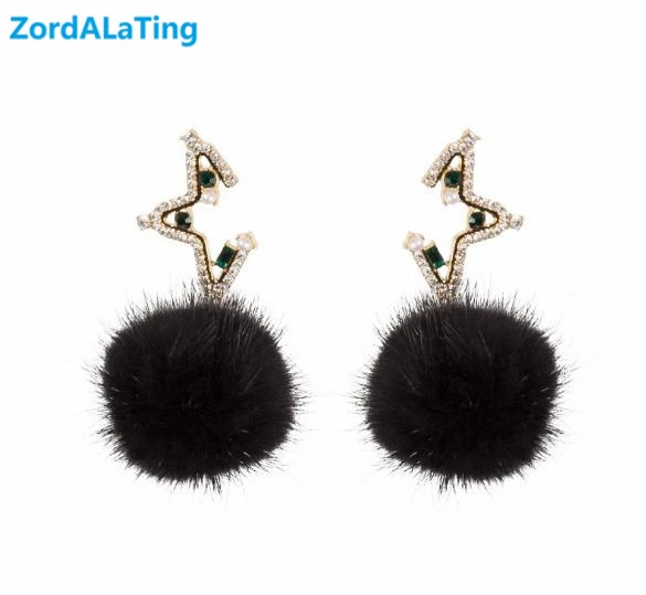 

S925 silver needle creative hairy ball korean cute simple earrings for women personality stars pendientes 2019 winter fashion