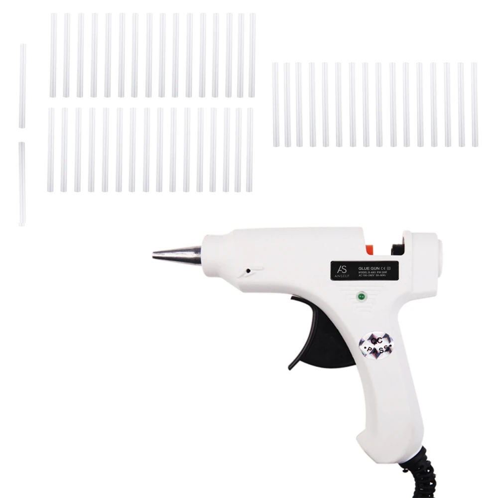 

20W Hot Melt Air Glue Gun High Temp Heater Mini Gun Repair Heat tool W/ 50pcs Glue Sticks 1pc Stand for Metal/Wood Working