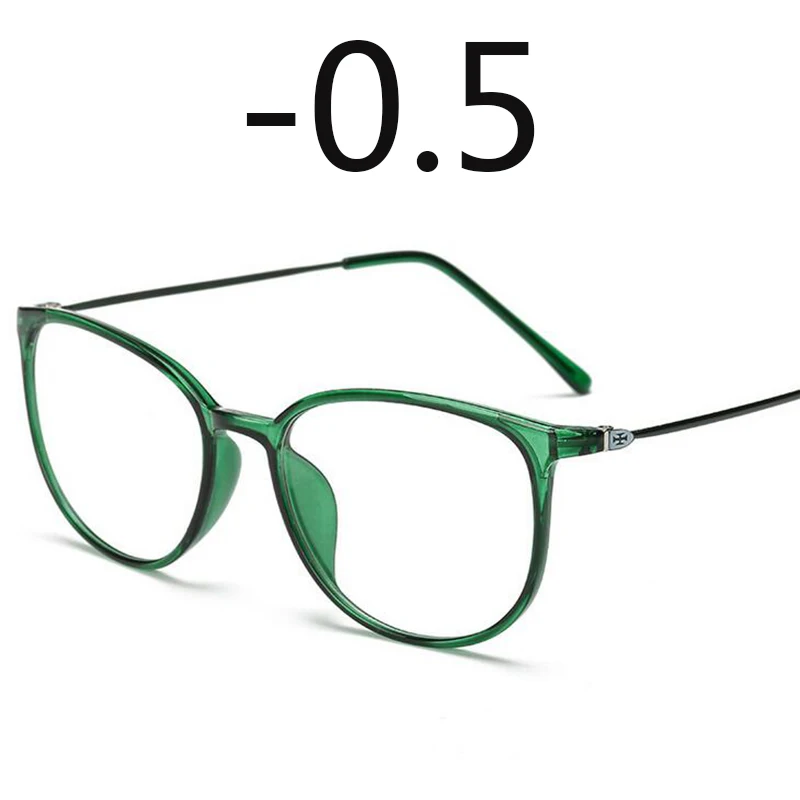 Ультралегкие очки для близорукости TR90, женские, мужские, сексуальные, Овальные, студенческие, близорукие очки, диоптрия-0,5-1,0-1,5-2,0-6,0 - Цвет оправы: green -0.5