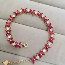 B 925 серебро с натуральный рубин браслет с женщиной