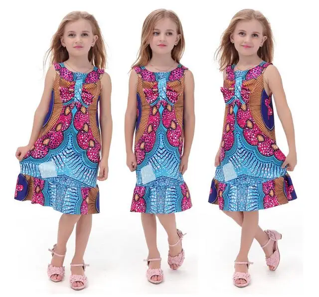 

2017 African Dress Clothing New Autumn And Winter Explosion Models Of Small Medium Sized Children's National Style Print Dress