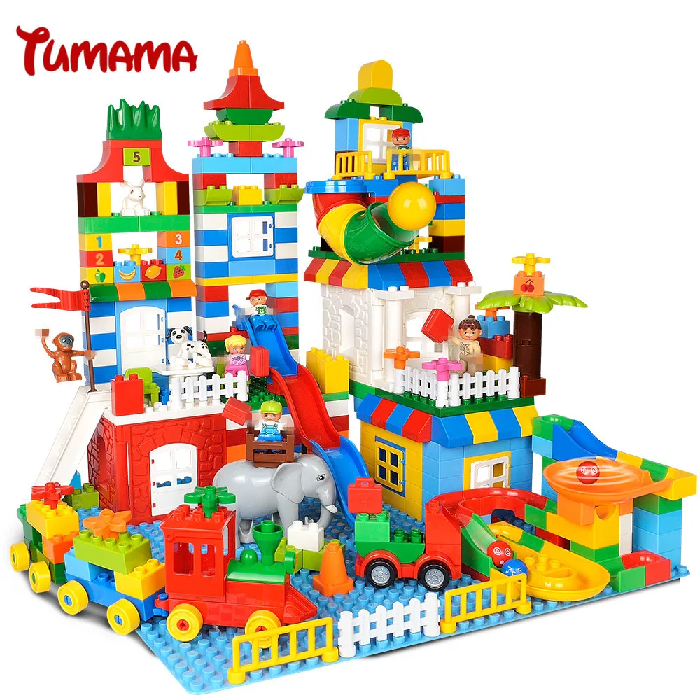 

Tumama 225PCS Big Size Building Blocks Number Train Bricks Kids Gift Compatible with Legoed Duplo Educational Toys For Children
