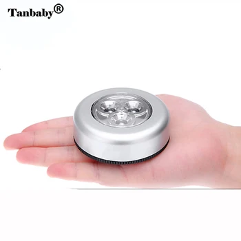 

3 led mini Touch Light emergency night lamp white stick tap AAA battery power bulb For Car Wardrobe cabinet Stair