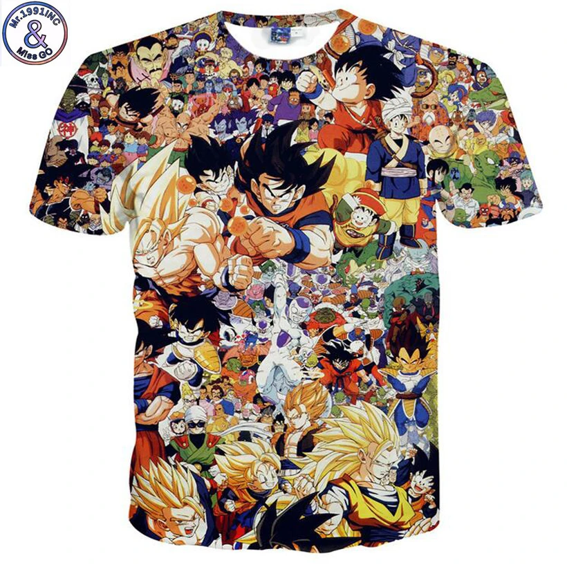 

Mr.1991 new listing cartoon Dragon Ball 3D printed Boy's t-shirt 7-20 years teenage big kids children's tshirt NA9