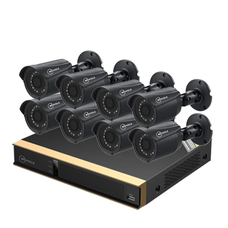 MOVOLS 1080P комплект CCTV 8 камера 2mp Открытый водонепроницаемый комплект видеонаблюдения ИК камера безопасности Система видеонаблюдения 8ch DVR комплекты - Цвет: Черный