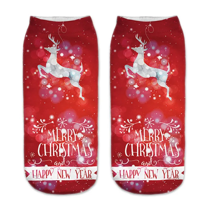 Новинка, рождественские носки с 3D рисунком, женские носки, модные короткие носки с низким вырезом, женские забавные носки с креативным дизайном, год - Цвет: 2