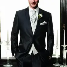 Черные смокинги Жениха Лучший мужской костюм свадебные костюмы жениха(куртка+ брюки+ галстук+ жилет