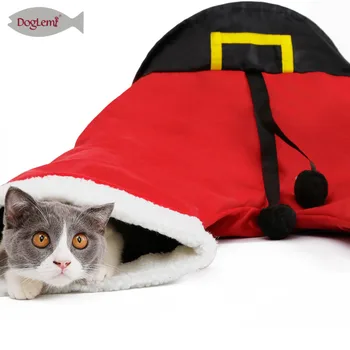 

Christmas Santa Pants Pet Cat Tunnel Collapsible 3 Way Play Toy Interative Tube Fun Toys for Cats Kitten Rabbit