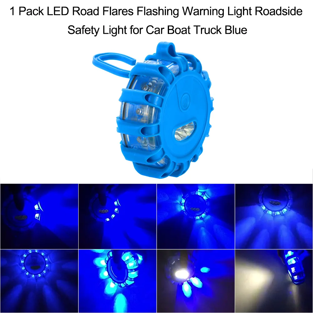 1 3pcs LED Road Flare Blue LED Safety Flare Flashlight Flashing