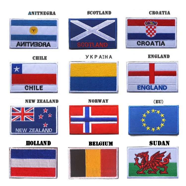

Military Patch Flag Badges Russia New Zealand Norway Flag Sticker Canada Fashion Embroidery Tactical Patches For Clothing