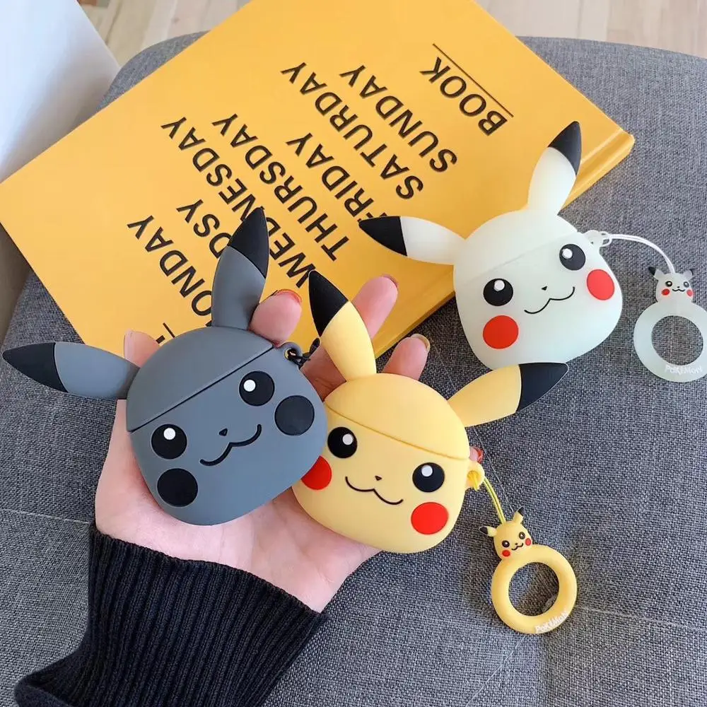 Airpods 2 Cartoon Pokemon Cute Funny Pikachu Earphone Cover For Apple Wireless Bluetooth Headset Air pods 3D Soft Silicone Case