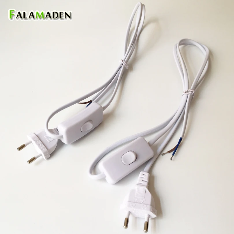 

(2pcs/pack) 1.2 meters Power cord EU plug cable with a switch maximum current 2.5A for indoor lighting and electric appliances