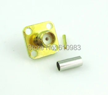 

(50 pieces/lot) SMA female Jack 4 hole panel mount flange connector crimp for RG174 RG316