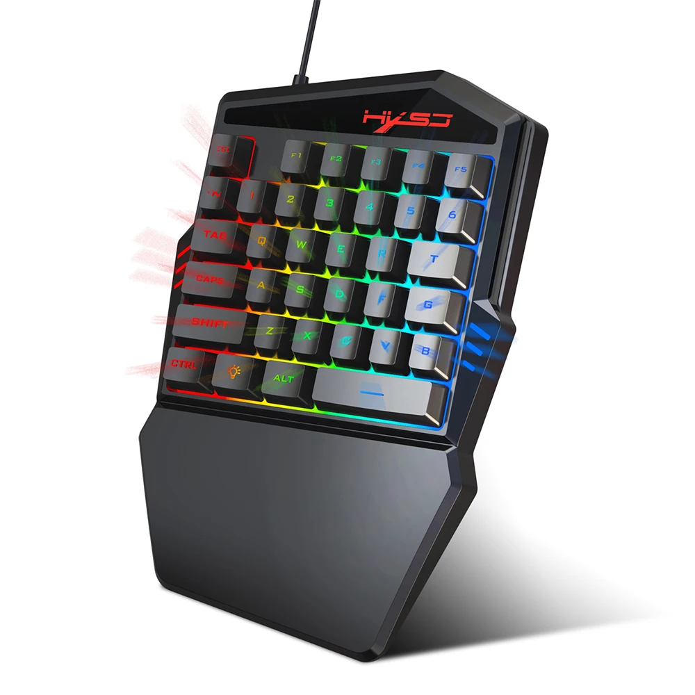 HXSJ V100 35Key USB Проводная игровая клавиатура с подсветкой для одной руки портативная