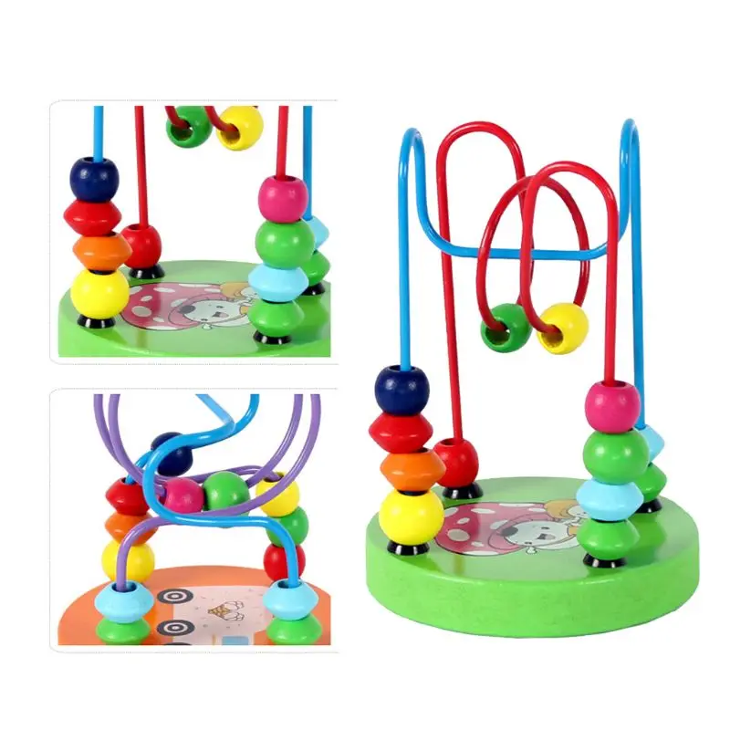 

Children Educational Toy Wood Beads Roller Coaster Maze Game Bright Colors Kids Hand Eyes Training Gift