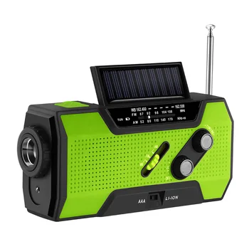 

2020 4-LED Light Solar Hand Crank Radio With Flashlight Power Bank Emergency SOS Alarm AM FM WB Rechargeable Radio For NOAA
