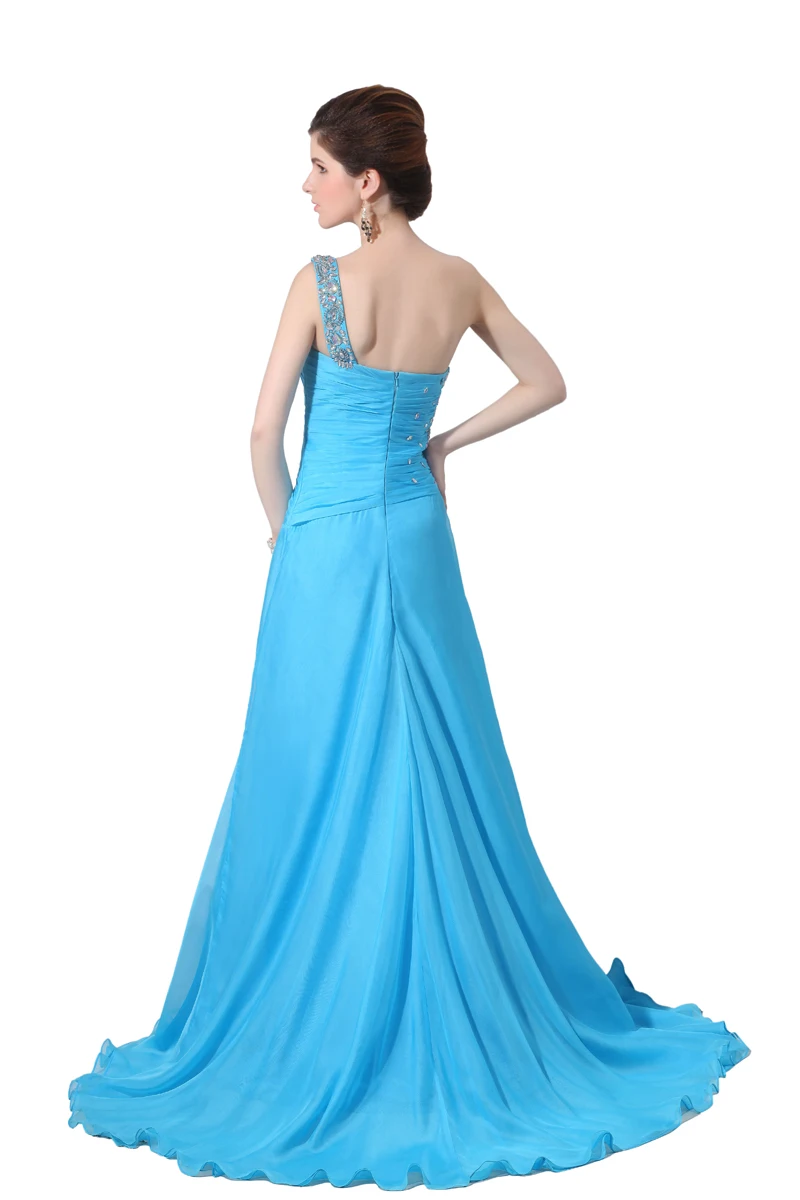 Robe De Soiree синие длинные вечерние платья 2019 A Line одно плечо с высоким разрезом шифоновые вечерние платья для выпускного вечера